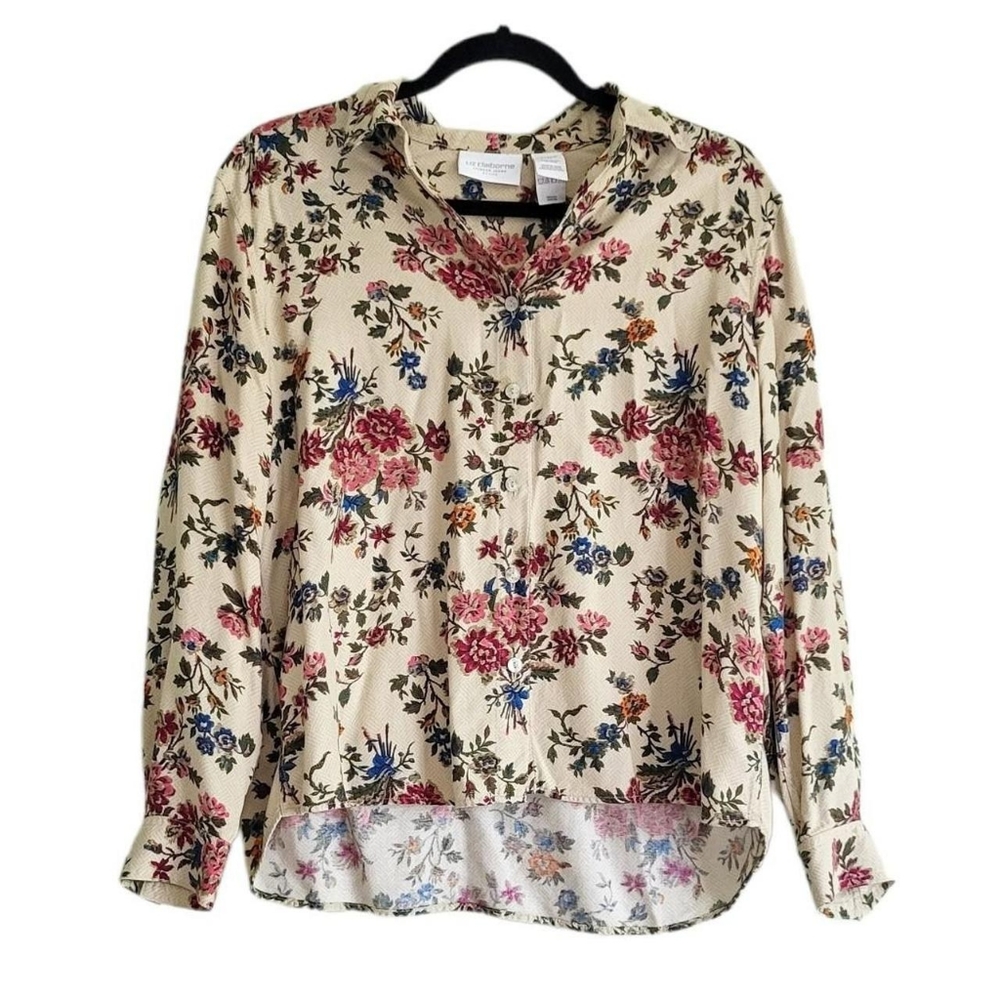 Vintage Tan Floral Button Up Blouse